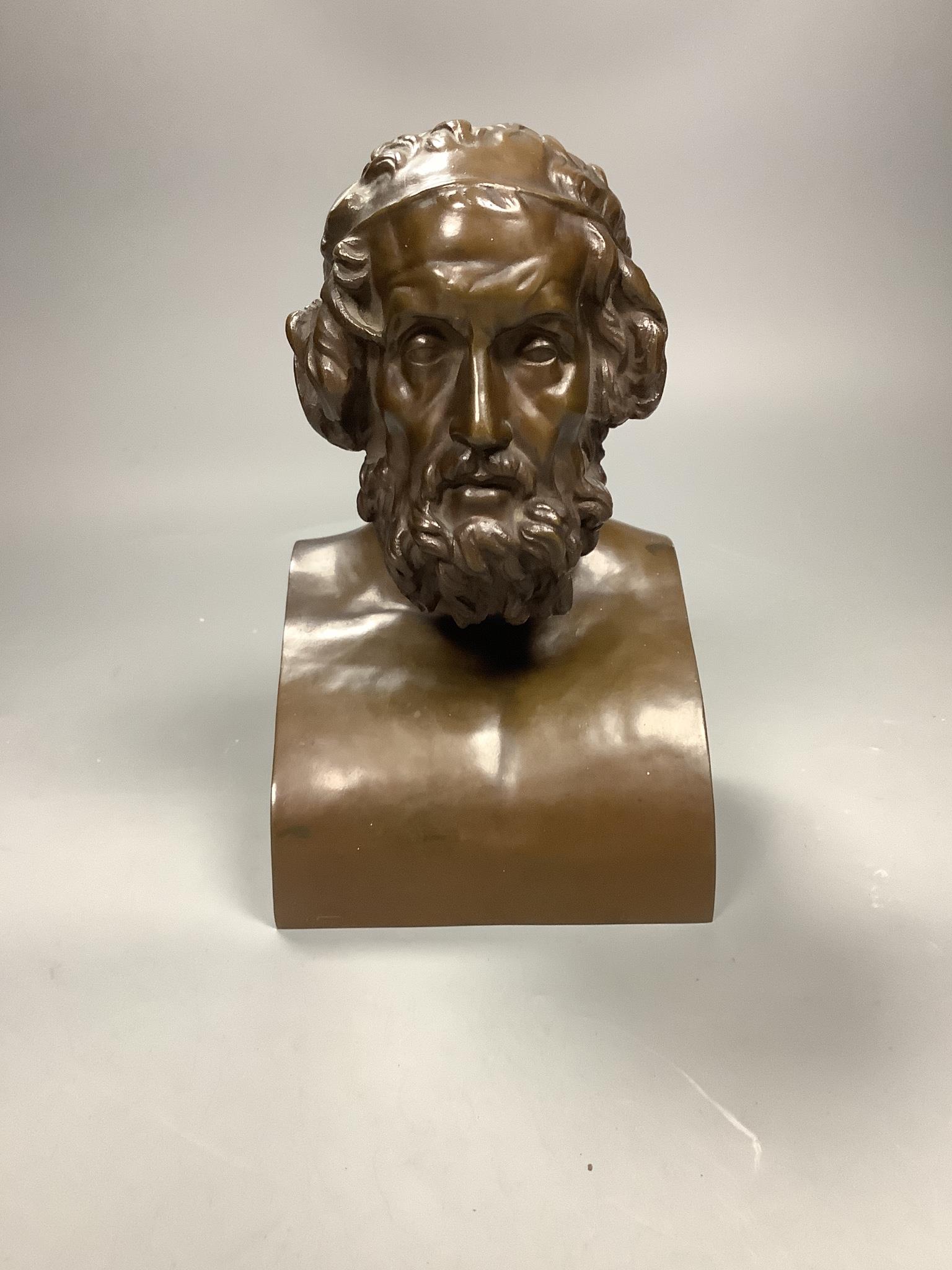 F. Barbedienne bronze bust of Homer, late 19th century, 21 cm high